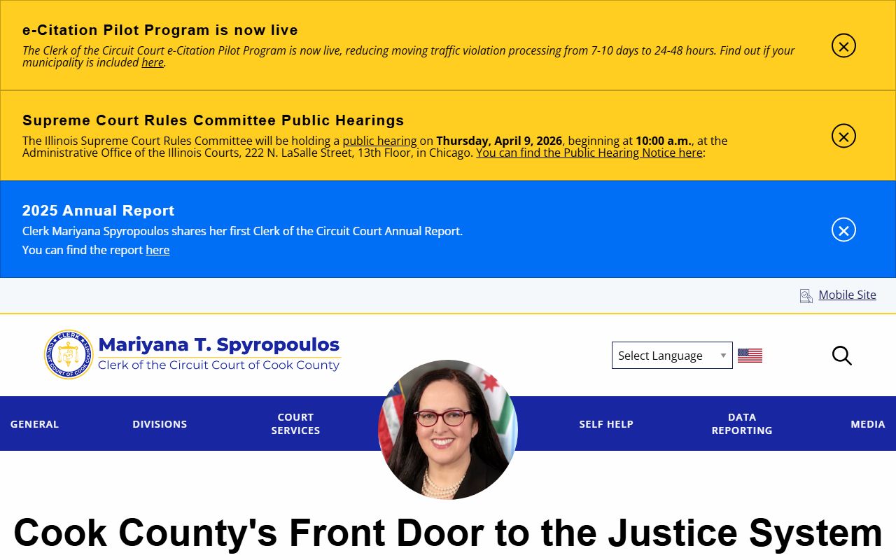 Cook County Clerk of the Circuit Court homepage for family court records