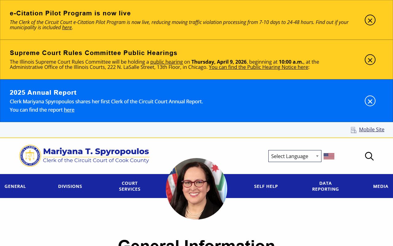 Cook County general court information for family court records