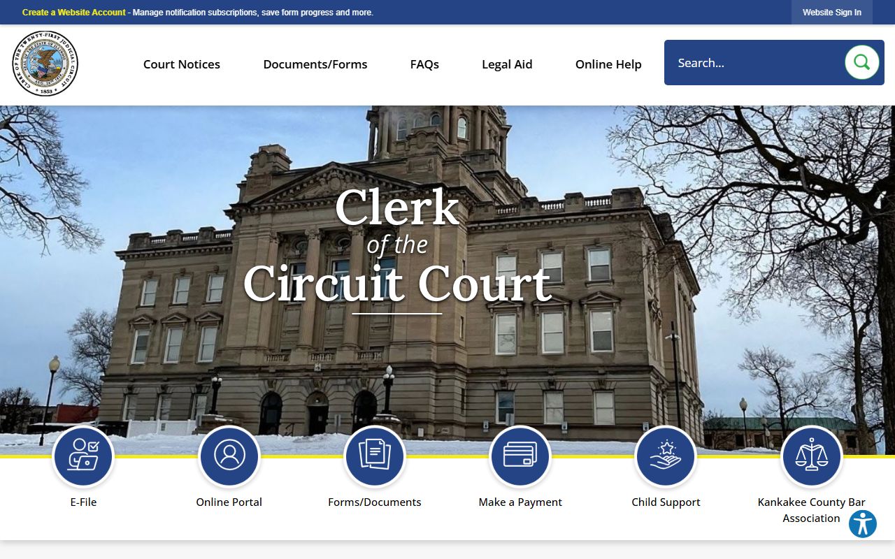 Kankakee County Circuit Clerk website for family court records