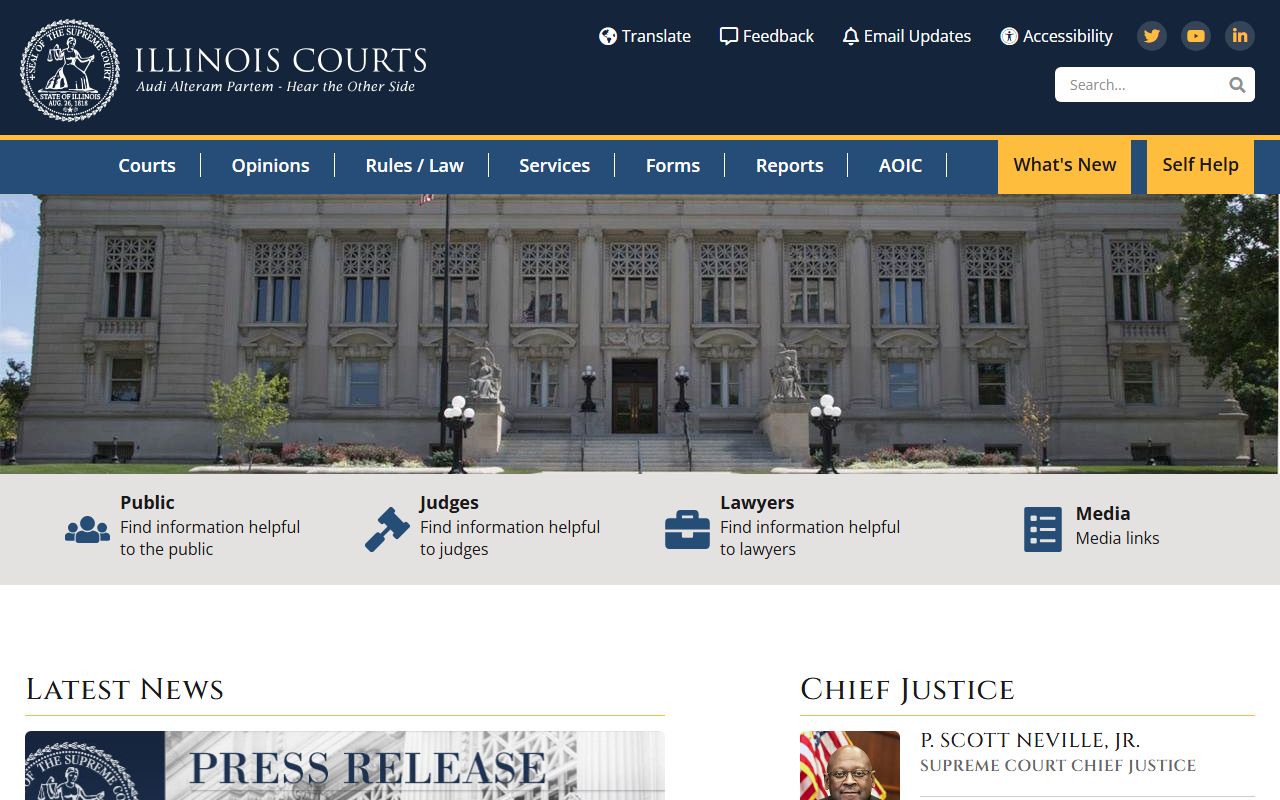 Illinois Courts official homepage for family court records access
