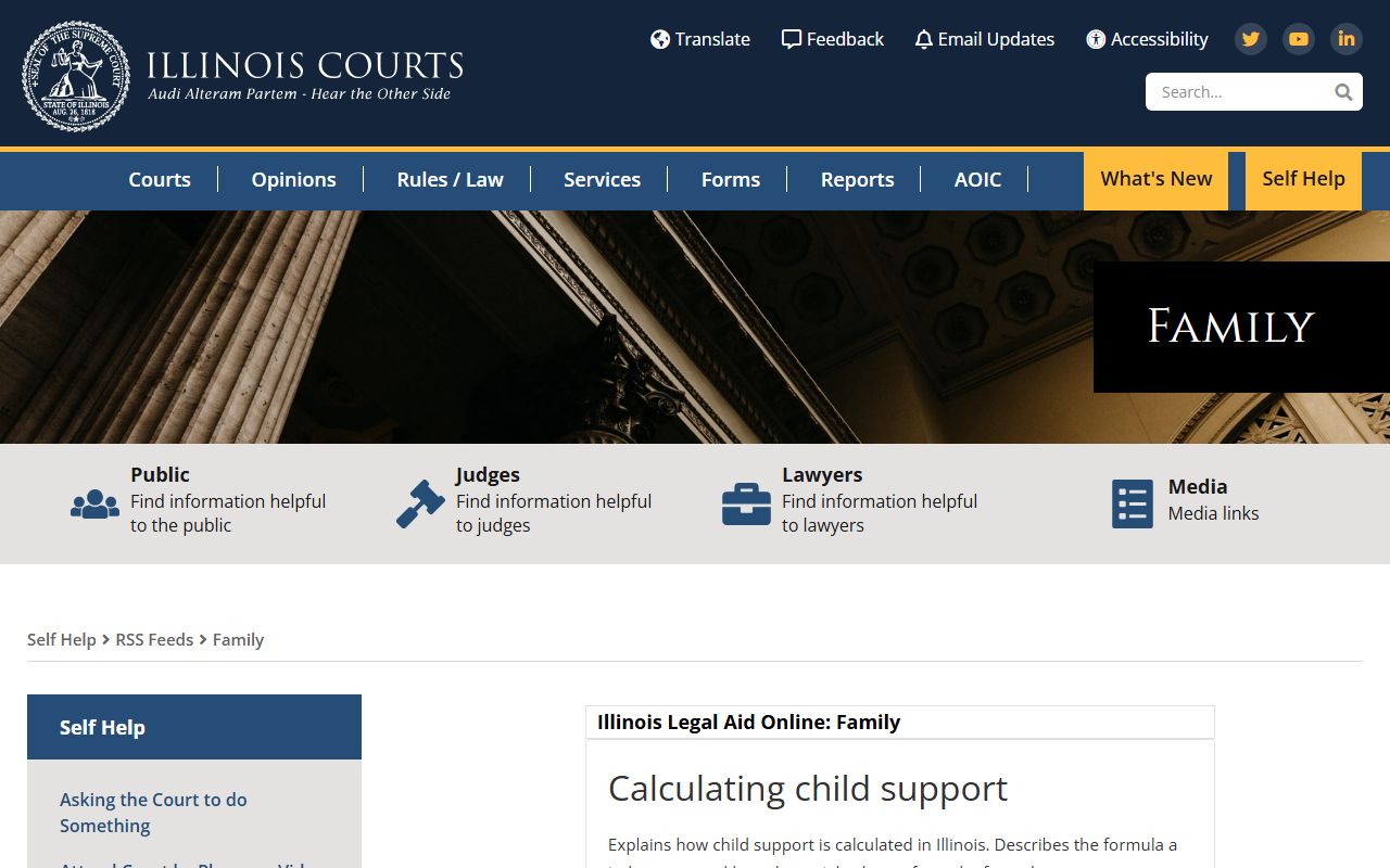 Illinois Courts family law resources for family court records