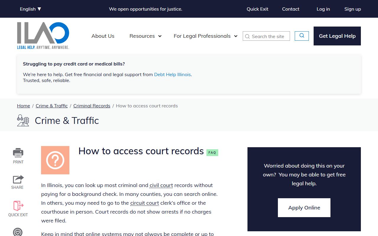Illinois Legal Aid court records FAQ for family court records