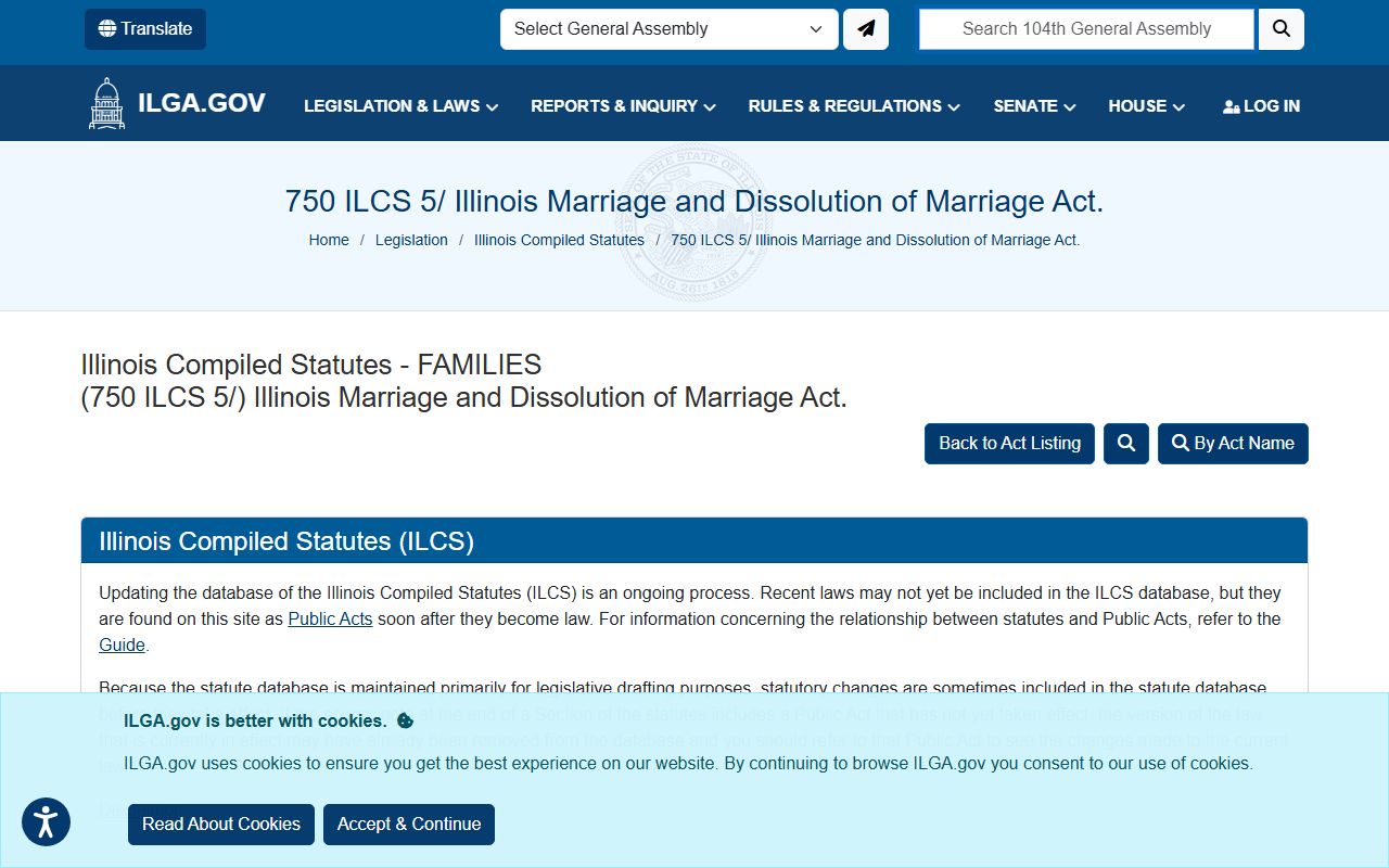 750 ILCS 5 Illinois Marriage and Dissolution Act family court records