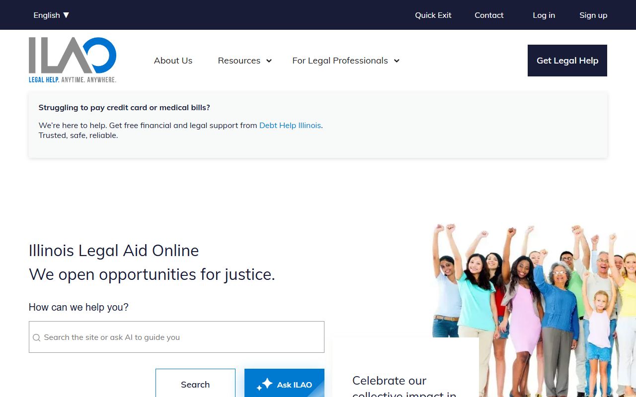 Illinois Legal Aid Online website for family court records help