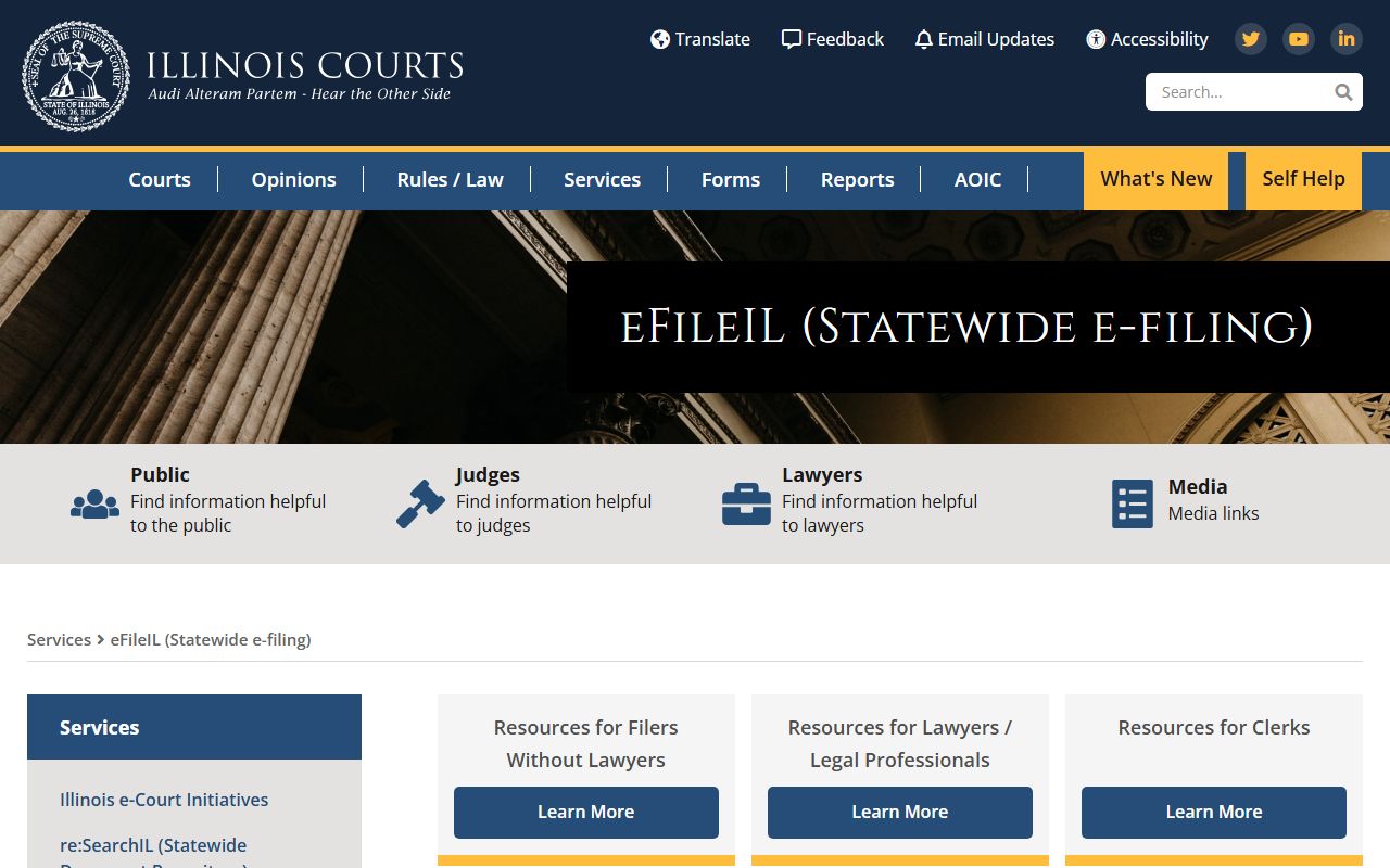 eFileIL statewide electronic filing system for Illinois family court records